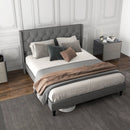 Full/Queen Size Upholstered Platform Bed with Button Tufted Headboard by LJGDeals