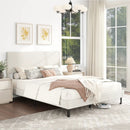 Twin/Full/Queen Size Velvet Bed Frame Upholstered Platform Bed with Chevron Headboard Beige by LJGDeals