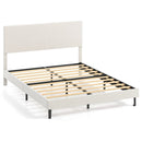 Twin/Full/Queen Size Velvet Bed Frame Upholstered Platform Bed with Chevron Headboard Beige by LJGDeals
