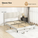 Twin/Full/Queen Size Velvet Bed Frame Upholstered Platform Bed with Chevron Headboard Beige by LJGDeals