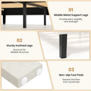 Twin/Full/Queen Size Velvet Bed Frame Upholstered Platform Bed with Chevron Headboard Beige by LJGDeals
