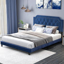 Queen Size Velvet Platform Bed with Button Tufted and Nailhead Trim Headboard-Queen Size by LJGDeals