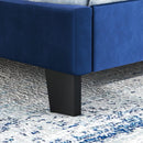 Queen Size Velvet Platform Bed with Button Tufted and Nailhead Trim Headboard-Queen Size by LJGDeals