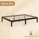 Queen Size Wood Bed Frame with Wooden Slats Support and Rubber Wood Legs by LJGDeals