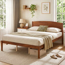 Queen Platform Bed Frame with Curved Headboard - Walnut