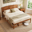 Queen Platform Bed Frame with Curved Headboard - Walnut