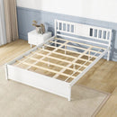 Wooden Platform Bed with Headboard and Wood Slat Support White by LJGDeals