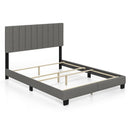 Queen Size Upholstered Bed Frame with Vertical Channel Tufted Headboard Gray by LJGDeals