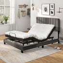 Queen Size Upholstered Bed Frame with Vertical Channel Tufted Headboard Gray by LJGDeals