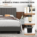 Queen Size Upholstered Bed Frame with Vertical Channel Tufted Headboard Gray by LJGDeals