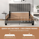 Queen Size Upholstered Bed Frame with Vertical Channel Tufted Headboard Gray by LJGDeals