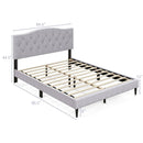 Queen Size Upholstered Platform Bed with Button Tufted Headboard-Queen Size by LJGDeals