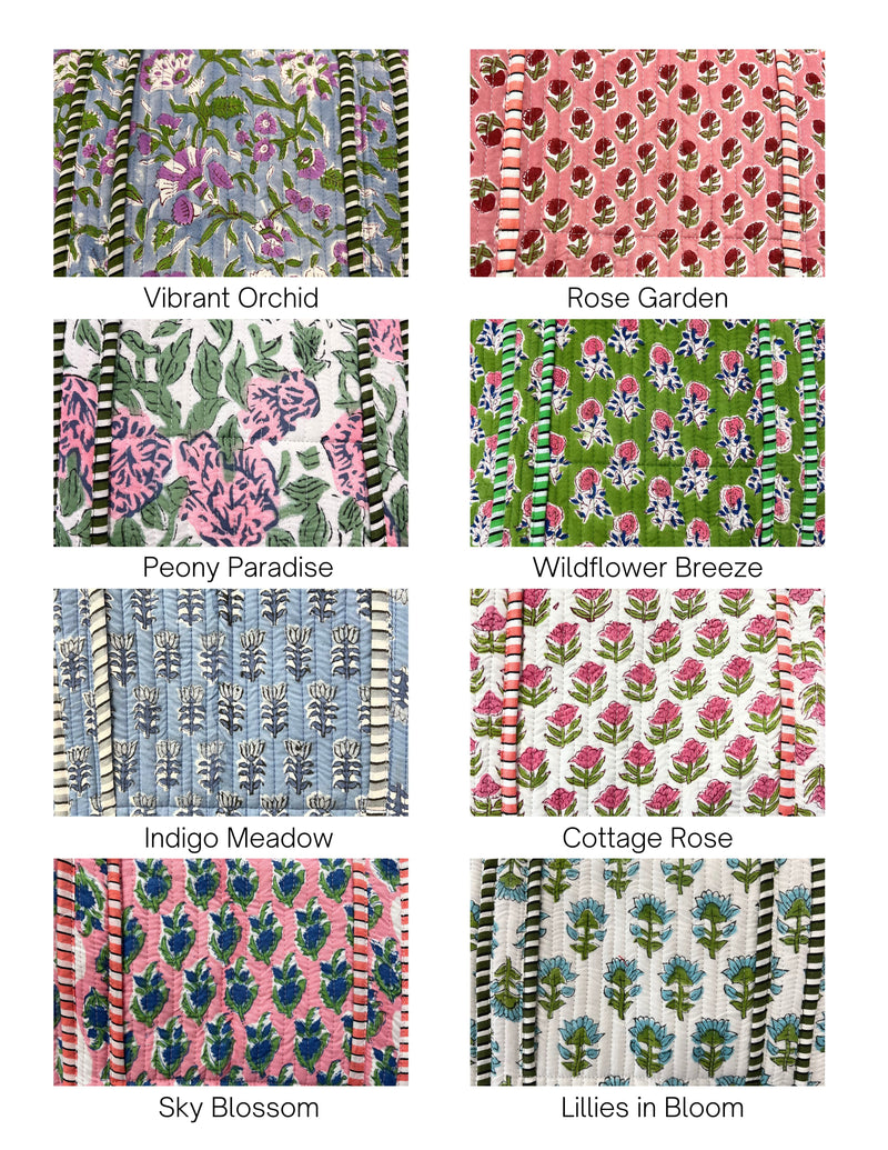 Quilted Block-Print Tote Bag