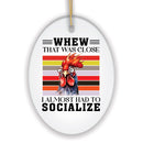 Quirky Antisocial Rooster Ceramic Ornament, Cute and Funny Christmas Gift