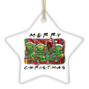 Quirky and Cute Festive Holiday Merry Christmas Ornament, Ceramic Tree Decoration