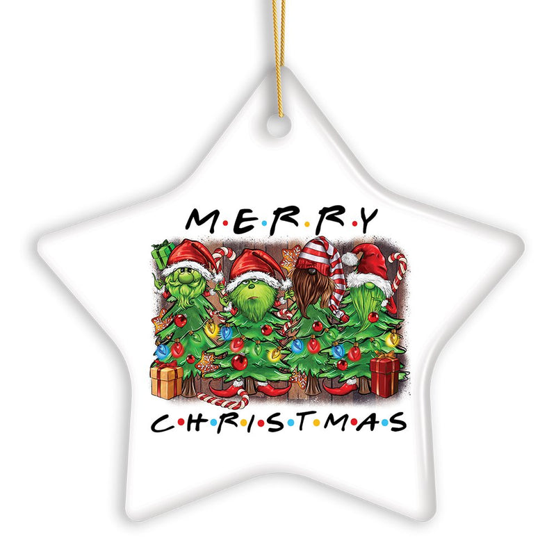 Quirky and Cute Festive Holiday Merry Christmas Ornament, Ceramic Tree Decoration
