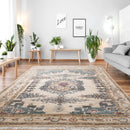 5'2"x6'1" Hand Knotted 100% Wool Muted Turkish Oushak Traditional Oriental Area Rug Beige, Blue Color