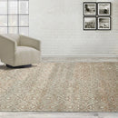 6x9 Aqua, Beige Hand Knotted Wool and Silk Tibetan Traditional Oriental Area Rug