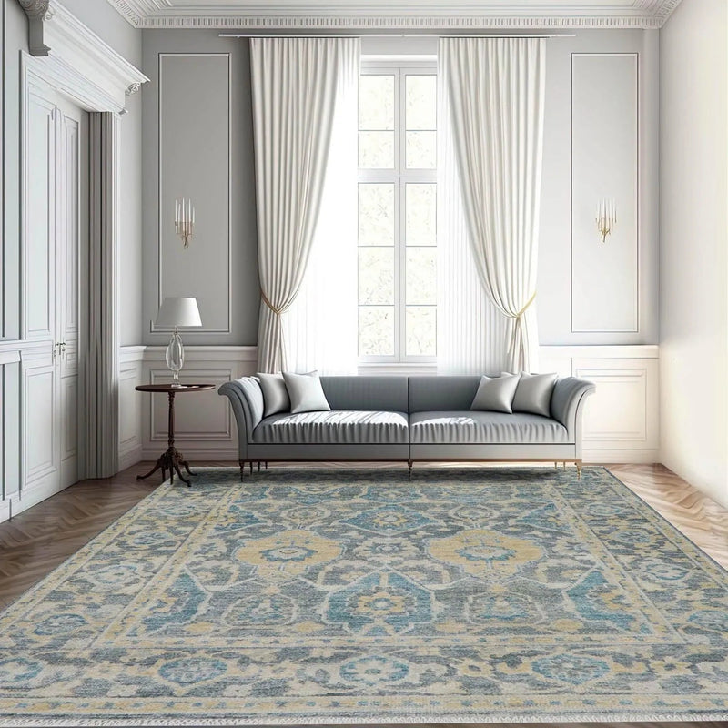 7' 11''x9' 9'' Hand Knotted LoomBloom Muted Turkish Oushak 100% Wool Transitional Oriental Area Rug Beige, Tan Color
