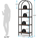 Modern Industrial Metal Wood Display Rack Bookcase with 4 Storage Shelves