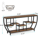 Industrial Modern 70-inch Long Narrow Console Sofa Table with Brown Wood Shelves