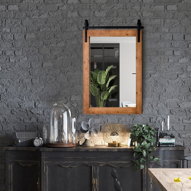30 x 22 Inch Rustic FarmHouse Wall Mounted Bathroom Mirror, photo 3 of 4