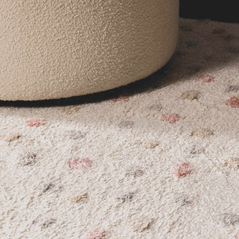 Cansu Pink & Cream Dotted Area Rug
