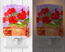 Flower - Geranium Ceramic Night Light Compact, UL-Certified, Ideal for Bedroom, Bathroom, Nursery, Hallway, Kitchen, 6x4x3, Multicolor