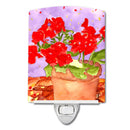 Flower - Geranium Ceramic Night Light Compact, UL-Certified, Ideal for Bedroom, Bathroom, Nursery, Hallway, Kitchen, 6x4x3, Multicolor