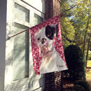 White Boxer Cooper Hearts and Love House Flag 28x40 Porch Sleeve Pole Decorative Outside Yard Banner Artwork Wall Hanging, Polyester