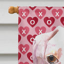 White Boxer Cooper Hearts and Love House Flag 28x40 Porch Sleeve Pole Decorative Outside Yard Banner Artwork Wall Hanging, Polyester