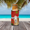Goat Candy Cane Holiday Christmas Slim Can Hugger , Insulated Foam Hugger for 12 oz Slim Cans, Beer Bottles & Water Bottles, Printed in USA