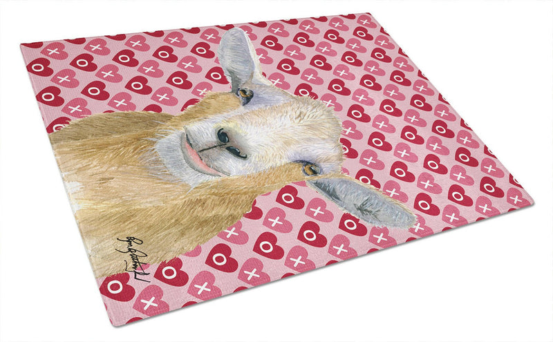 Hearts and Love Goat Glass Cutting Board Large