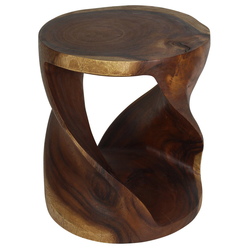 Haussmann® Round Twist End Table 18 in DIA x 20 in H Walnut