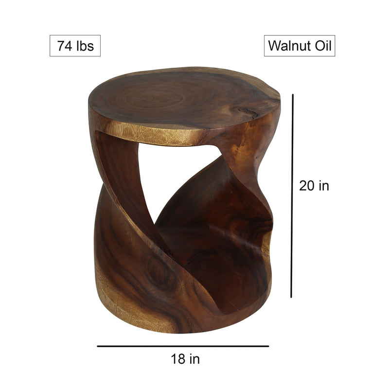 Haussmann® Round Twist End Table 18 in DIA x 20 in H Walnut