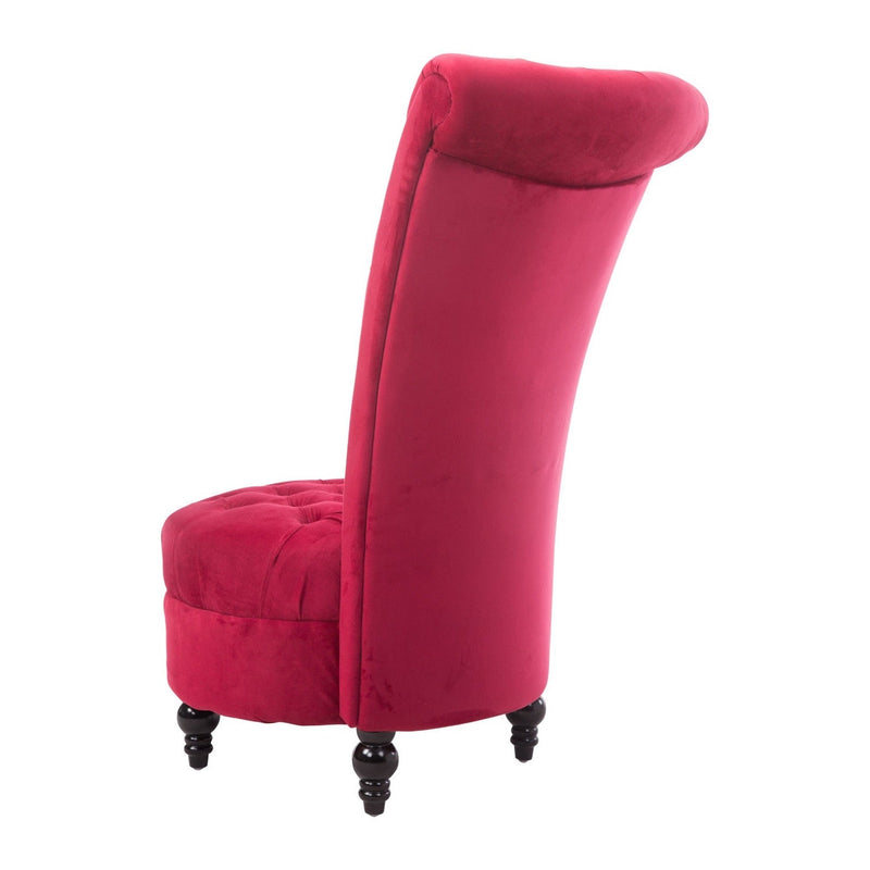 Red Tufted High Back Plush Velvet Upholstered Accent Low Profile Chair, photo 5 of 5