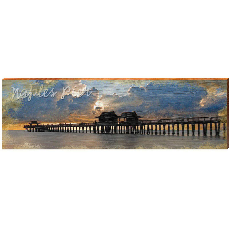 Naples Pier Sunset | Wall Art Print on Real Wood