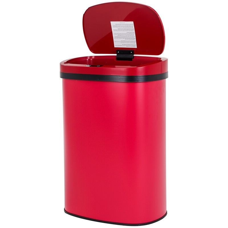 Red 13 Gallon Stainless Steel Motion Sensor Trash Can, photo 2 of 5