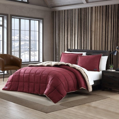 Twin Plush Sherpa Reversible Micro Suede Comforter Set in Marron, photo 2 of 4