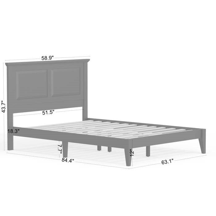 Queen Traditional Solid Oak Wooden Platform Bed Frame with Headboard in Black, photo 5 of 5