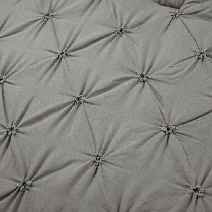 King Size Soft Pleated Grey Cotton 3 Piece Comforter Set, photo 4 of 5