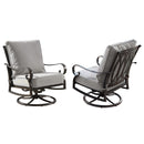 Aluminum 34-in Round Patio Fire Table Set with Swivel Rocking Chairs