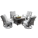 Aluminum 48-in Rectangular Patio Fire Table and Swivel Rocker Set