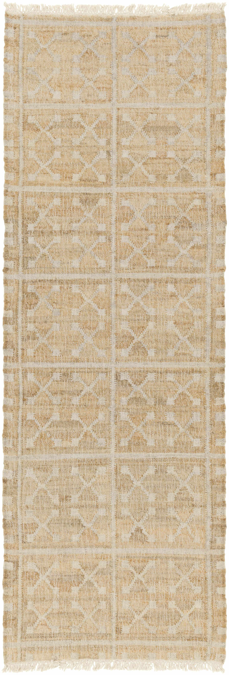 Rice Handcrafted Fringed Jute Carpet