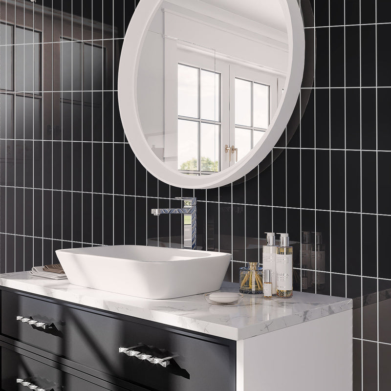 Black 2x8 Glossy Ceramic Subway Tile (50 pack, 5.38 sq ft/case), photo 5 of 7