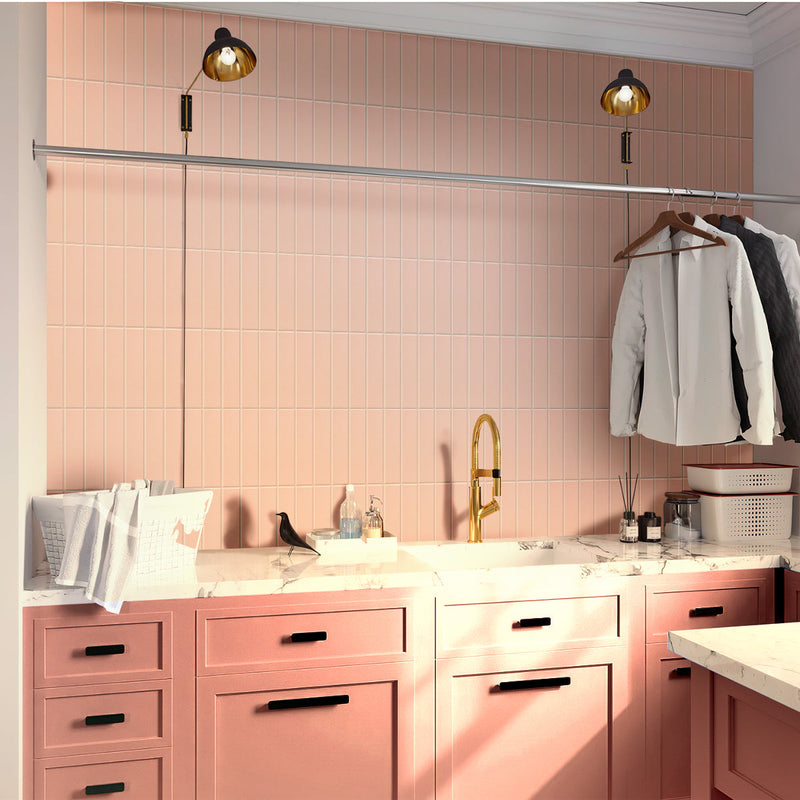 Pink 2x8 Matte Ceramic Subway Tile (60 pack, 6.46 sq ft/case), photo 6 of 12