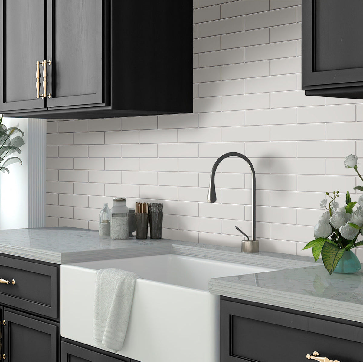 White 2x8 Matte Ceramic Subway Tile (60 pack, 6.46 sq ft/case), photo 3 of 11