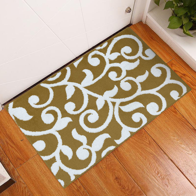 Sussex Home, Landing Rug, Slip Resistant Indoor Carpets Includes Adhesive Tape 2' x 3' -Floral Collection |Beige&White