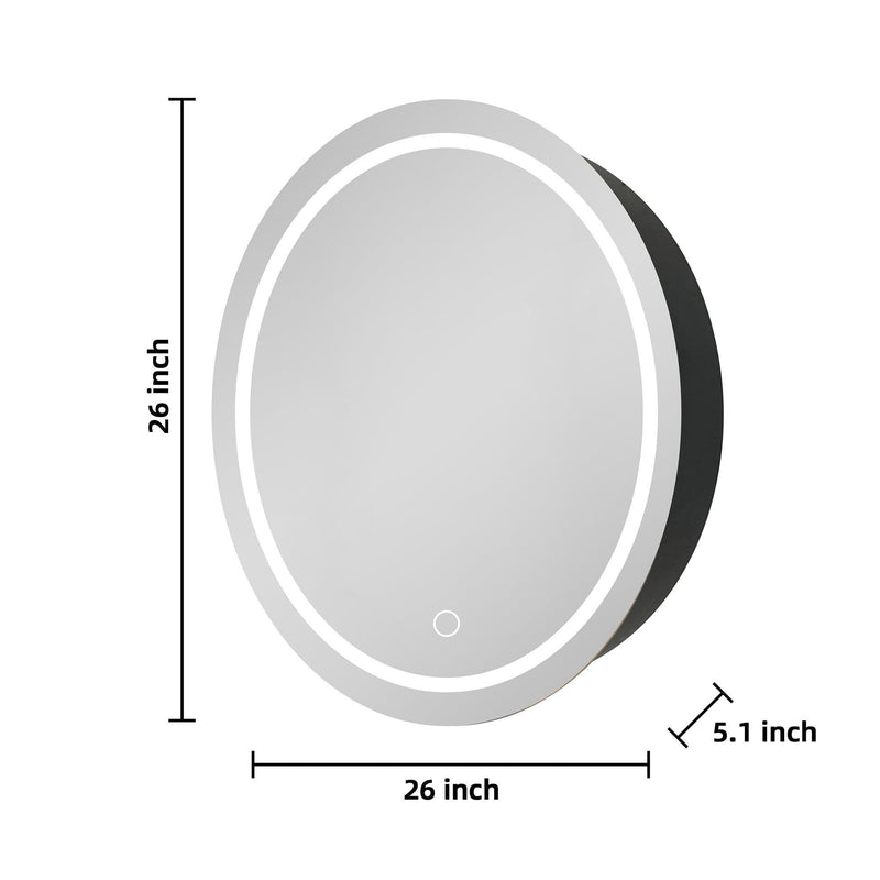 26 in. W x 30 in. H x 5.1 in. D LED Round Bathroom Medicine Cabinet with Mirror