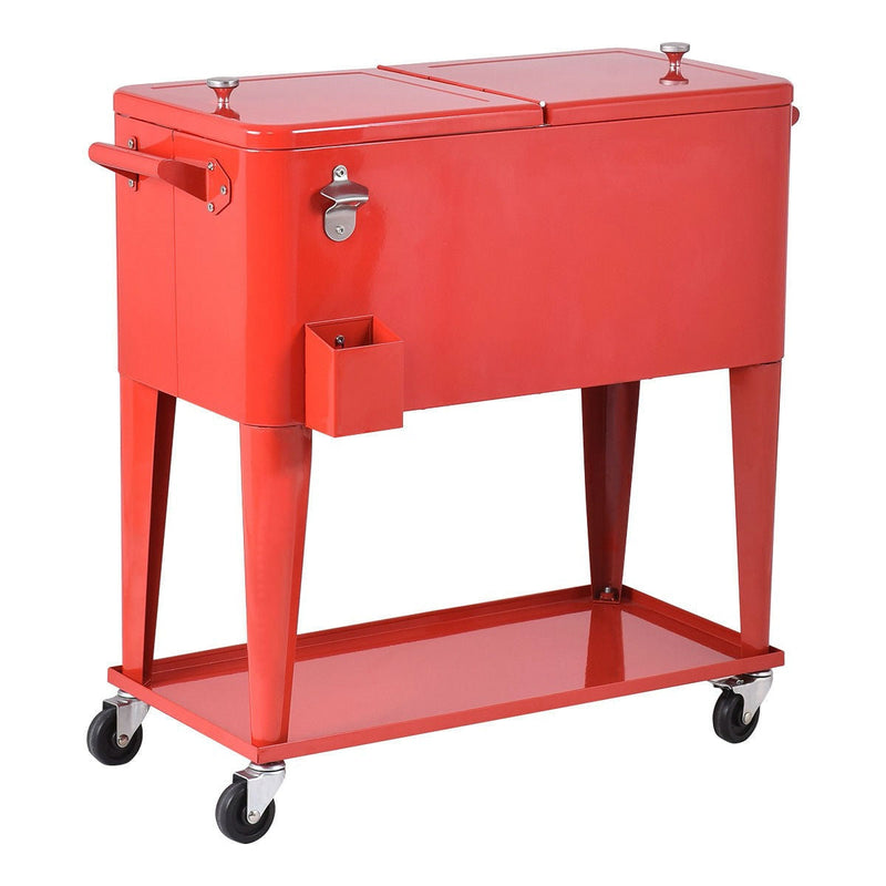 80 Quart Red Sturdy Rolling Steel Construction Cooler, photo 3 of 5